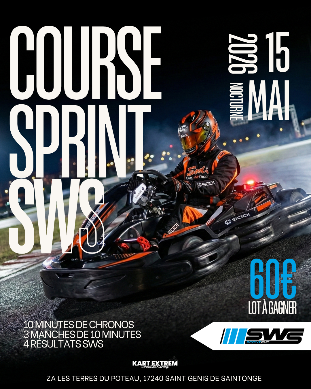Course sprint nocturne 40 minutes 15 mai 2026