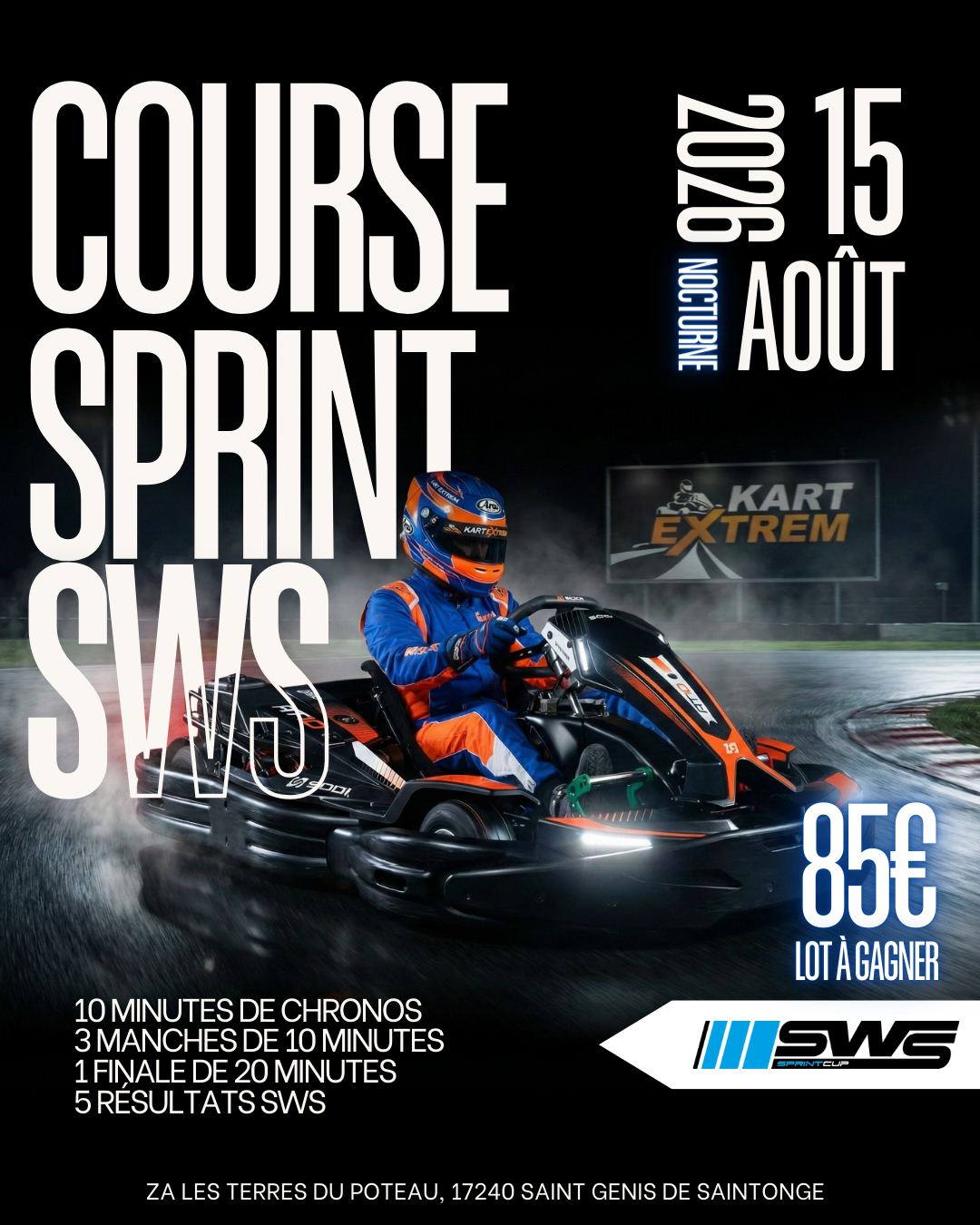 Course sprint nocturne 1 heure 15 août 2026