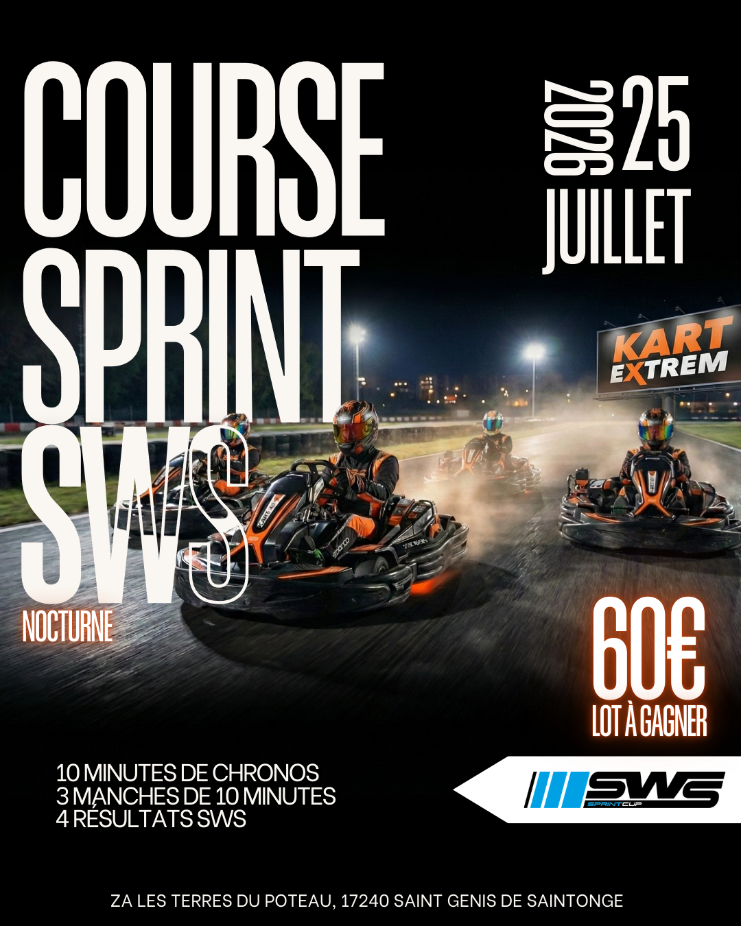 Course sprint nocturne 40 minutes 25 juillet 2026