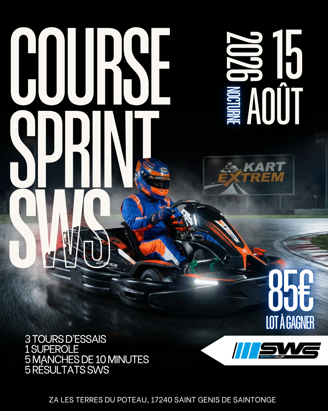 Course sprint nocturne 1 heure 15 août 2026